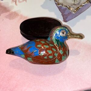 Colorful Cloisonné Duck Figurine
